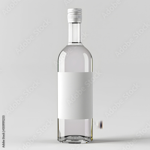 An unopened glass bottle on white background