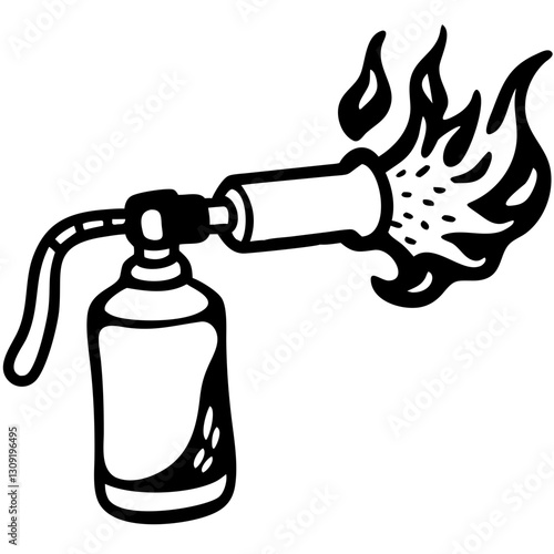 Vector Illustration of Blowtorch with Flames for Design and Craft Use