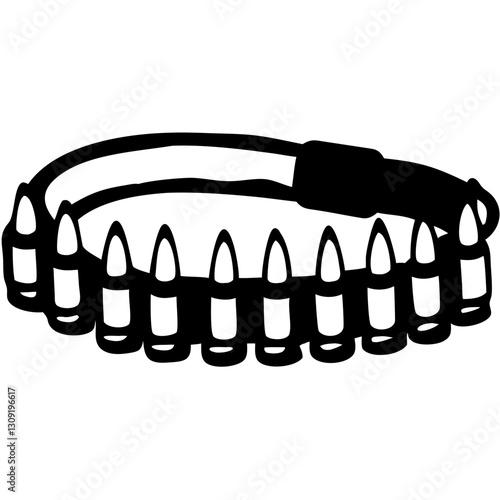 Bullet Belt Vector Illustration for Tattoo Design and Military Themes