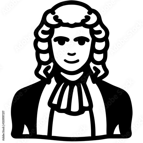 Judge Portrait Vector Classic Wig and Robe for Legal Themes