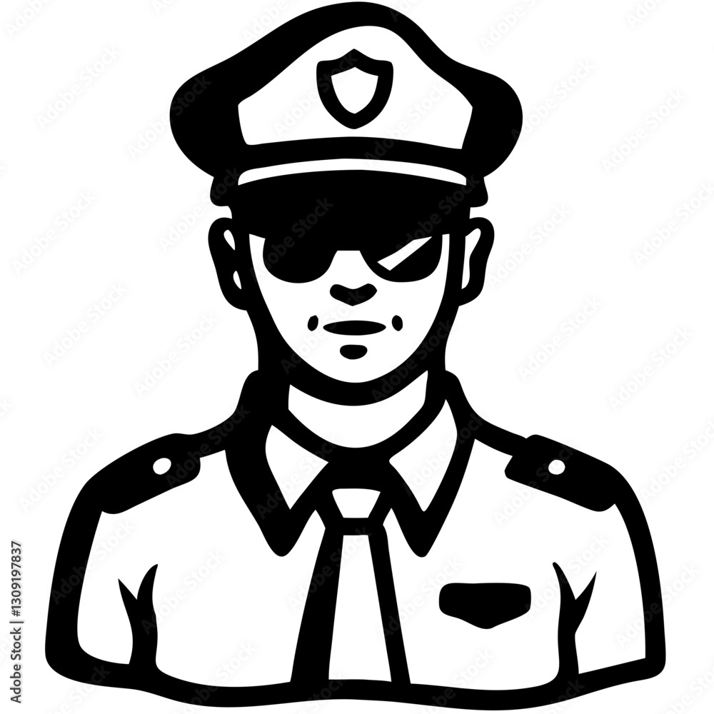 Police Officer Vector Illustration for Security and Law Enforcement Design
