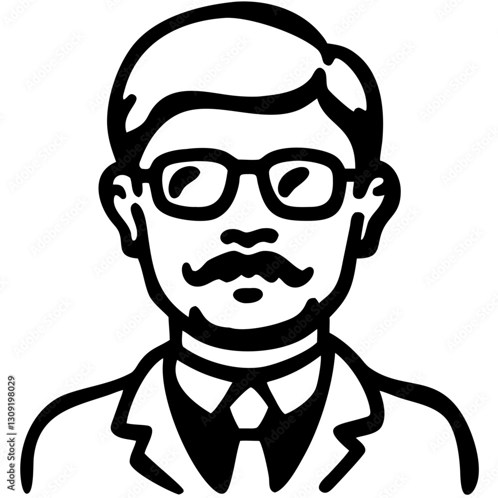 Retro Gentleman Avatar in Suit with Glasses and Moustache Vector Illustration Retro Gentleman Avatar in Suit with Glasses and Moustache Vector Illustration