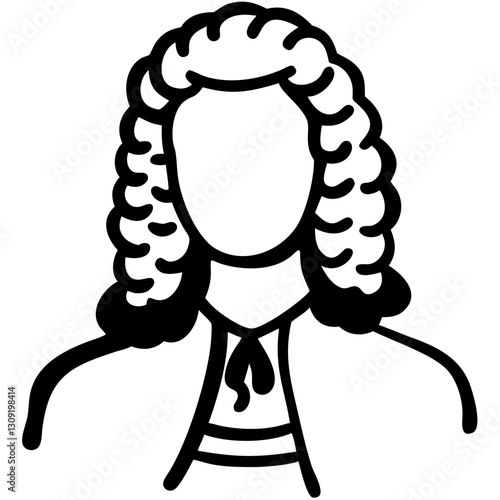 Historical Judge Wig Silhouette Illustration for Legal Themed Designs and Education
