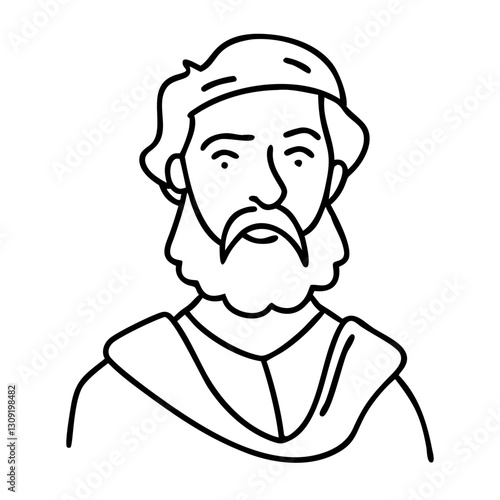 Ancient Philosopher Line Art Vector Illustration for Educational and Artistic Use