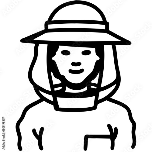 Beekeeper with Protective Helmet Illustration for Educational Resources