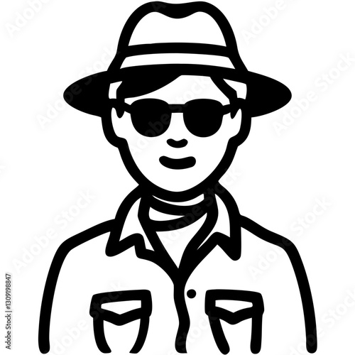 Mysterious Man in Hat and Sunglasses Vector Art for and Logo Design