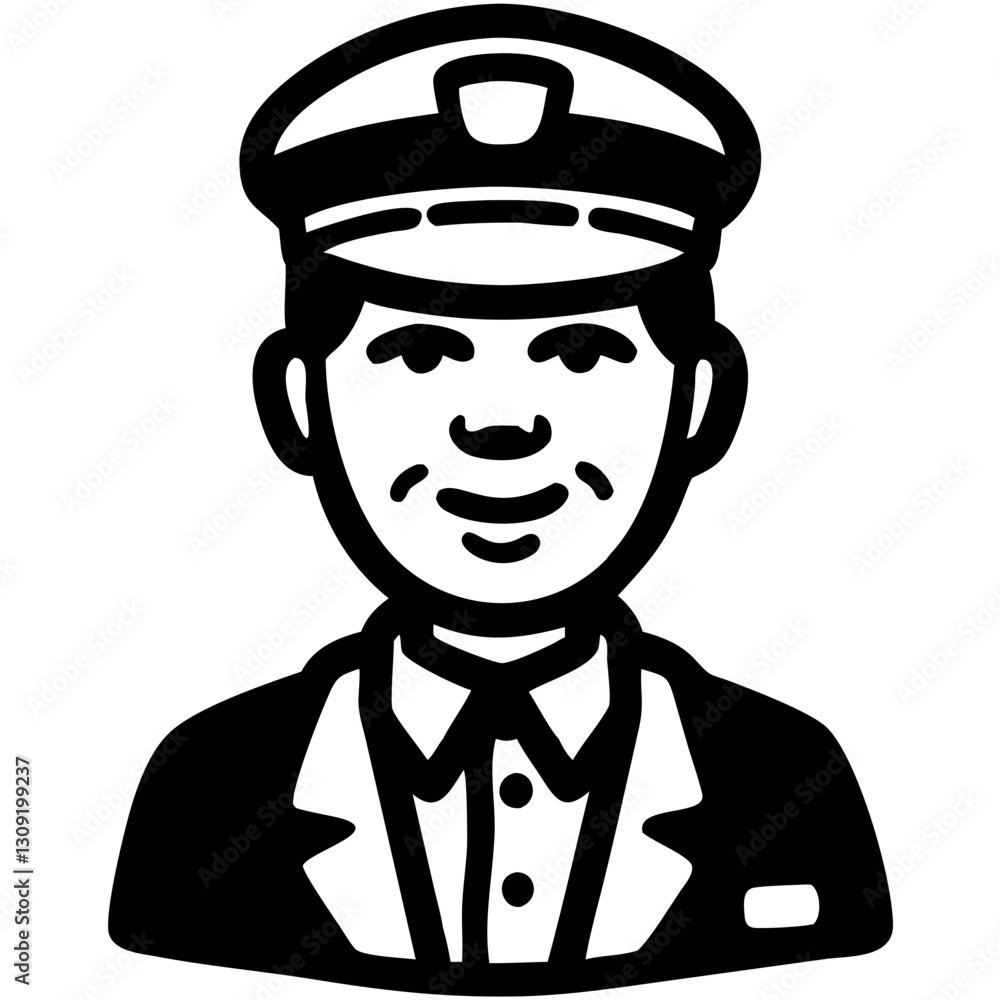 Smiling Pilot in Uniform Vector Illustration for Aviation and Travel Designs Smiling Pilot in Uniform Vector Illustration for Aviation and Travel Designs