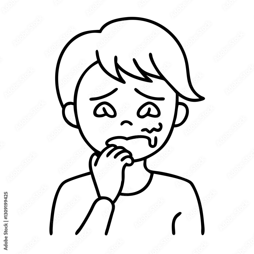 Vector Illustration of Worried Child Expression Anxiety Line Art Design Vector Illustration of Worried Child Expression Anxiety Line Art Design