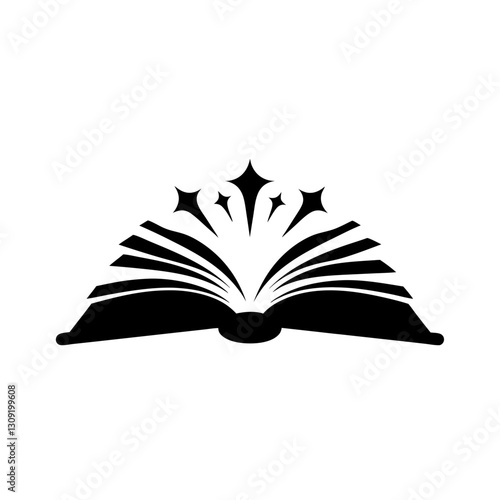 Magical Open Book with Sparkles Vector Illustration for Creative Projects