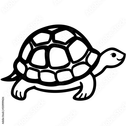 Cute Smiling Tortoise Vector Illustration for Coloring Books and Tattoos