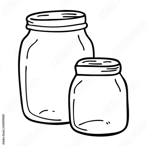 Hand Drawn Mason Jars Outline Vector for Crafts and Design Projects