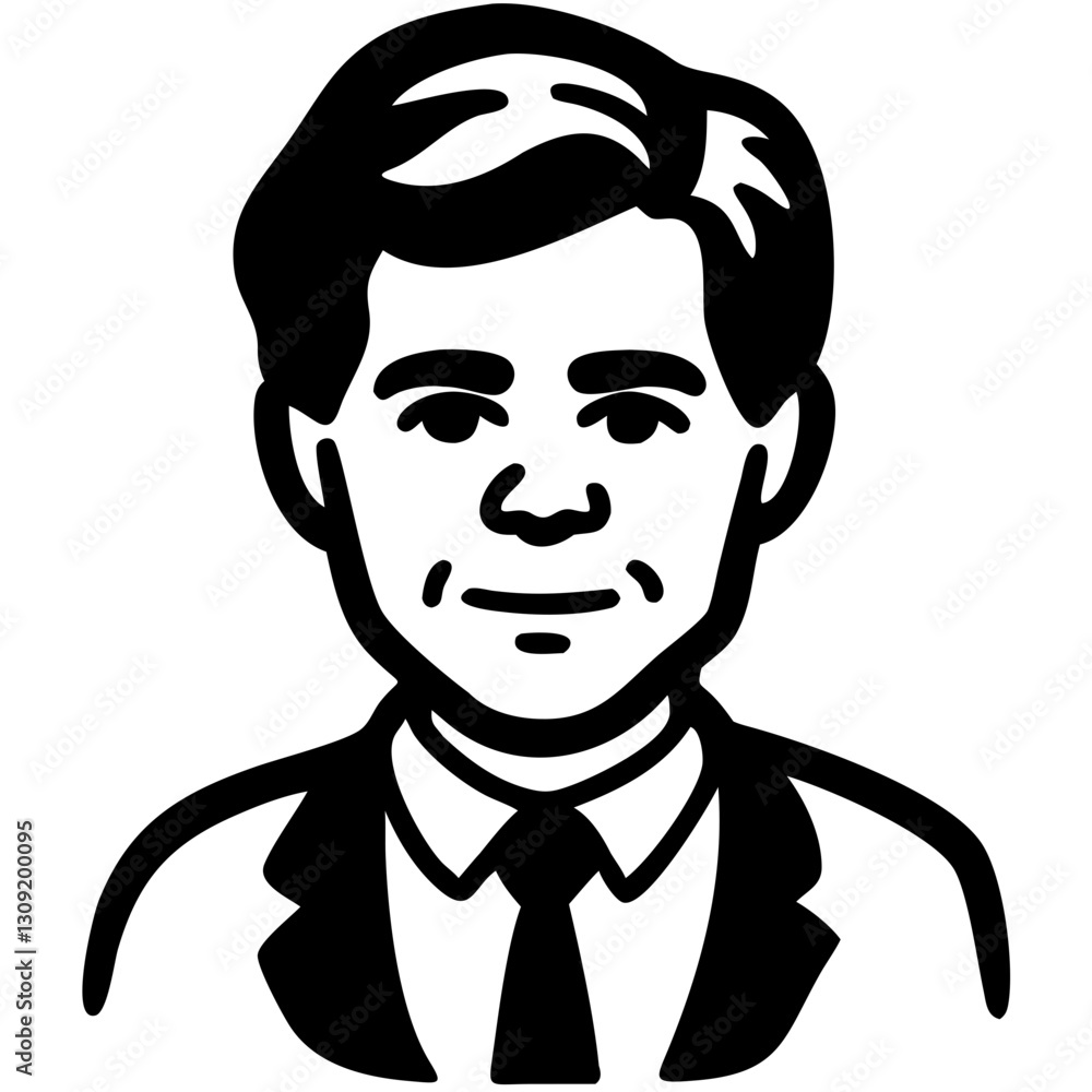 Black and White Businessman Portrait Vector Illustration Art Black and White Businessman Portrait Vector Illustration Art