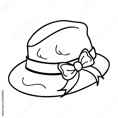 Vintage Fedora Hat with Bow Illustration Vector for Fashion Design and Craft Projects