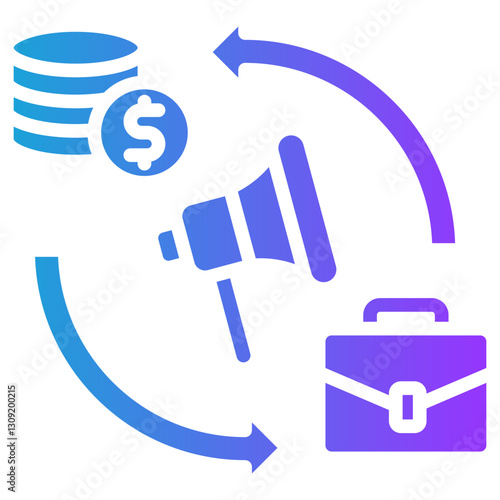Business Process glyph gradient icon