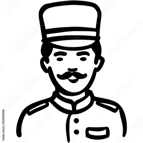 Vintage Doorman Vector Illustration for Hospitality and Service Design