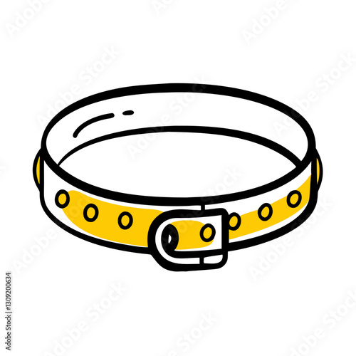 Yellow Dog Collar Illustration Vector for Pet Accessories and Design