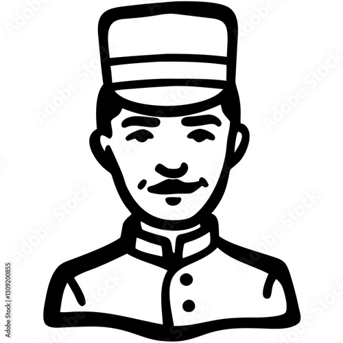 Vintage Bellhop Uniform Outline Vector Illustration for Design and Decoration