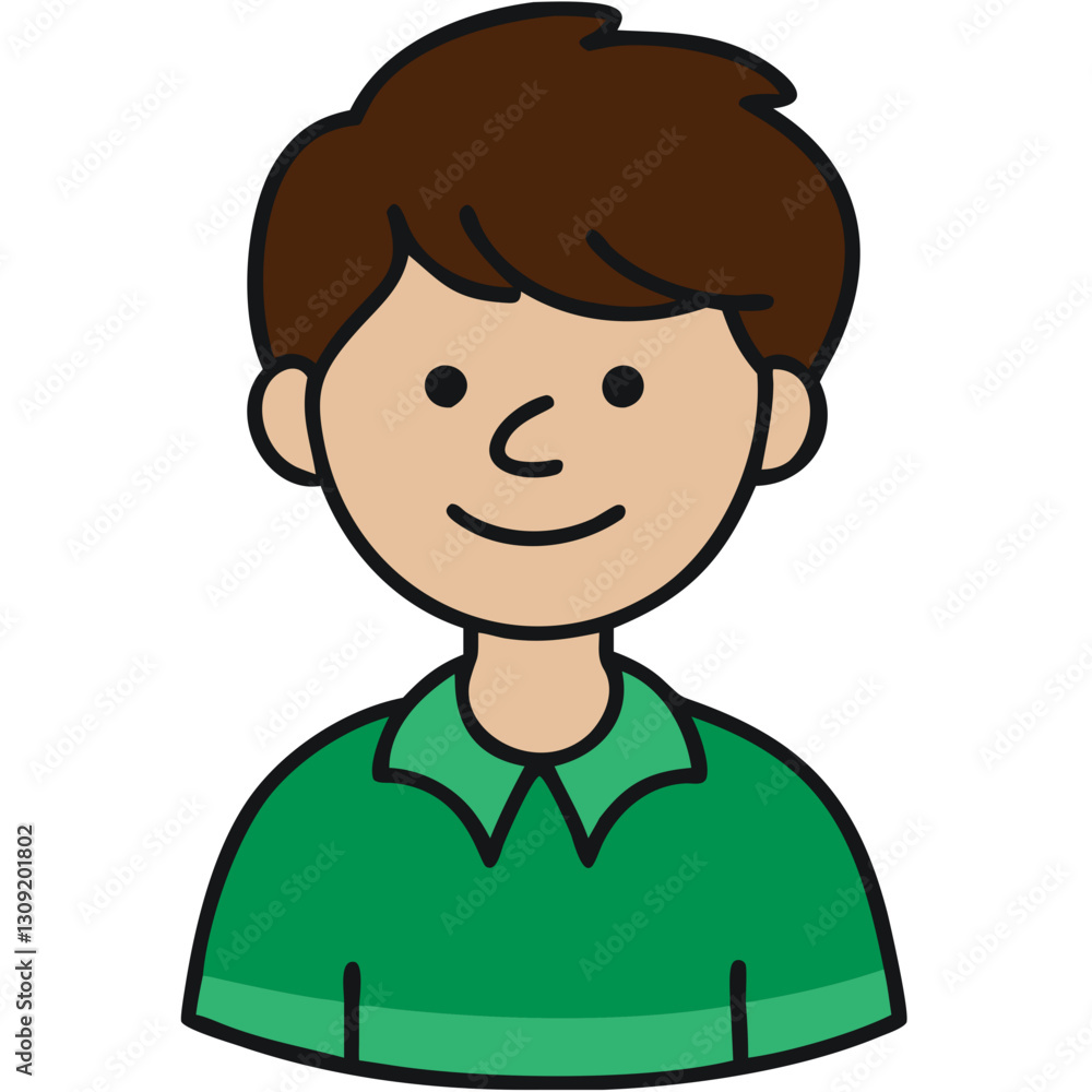 Smiling Boy Cartoon Character Vector Illustration for Kids Content Smiling Boy Cartoon Character Vector Illustration for Kids Content