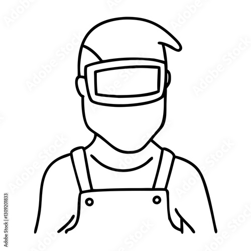 Welding Safety Vector Illustration Worker with Protective Gear Outline