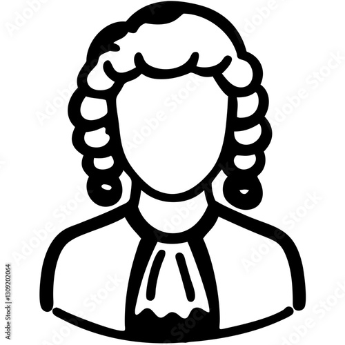 Vintage Judge Silhouette with Wig and Gown Vector for Legal Designs