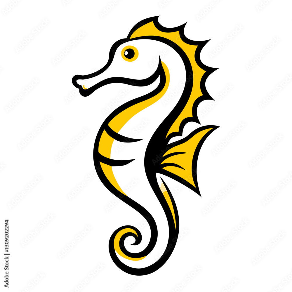 Fototapeta premium Vibrant Seahorse Vector Illustration for Artistic Designs and Coloring Projects