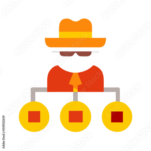 Mysterious Figure in Hat Representing Network Connection Concept Vector Illustration