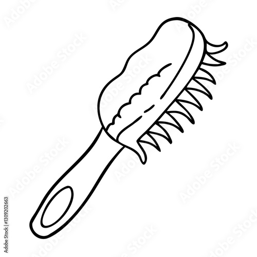 Vector Illustration of Simple Hairbrush Line Art Design for Personal Care Products