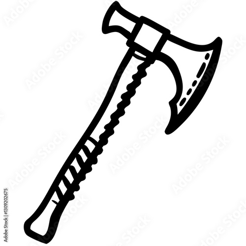 Vector Illustration Tribal Tomahawk Axe Outline Design for Tattoo or Coloring
