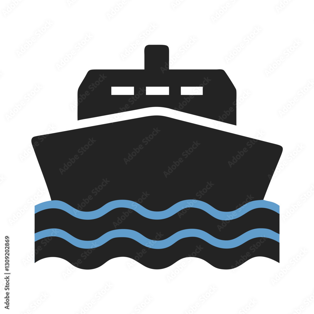 Simplistic Vector Illustration of Cruise Ship with Waves for Nautical Design Simplistic Vector Illustration of Cruise Ship with Waves for Nautical Design