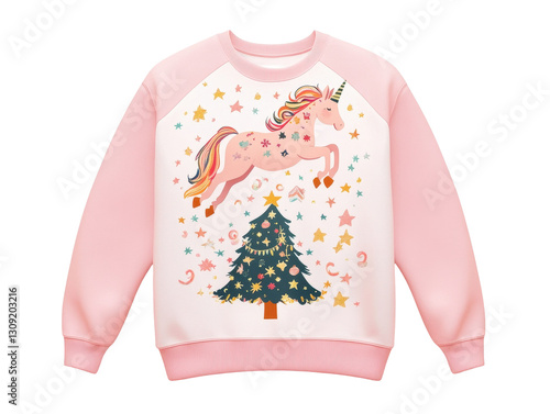 Isolated Christmas Unicorn Sweater