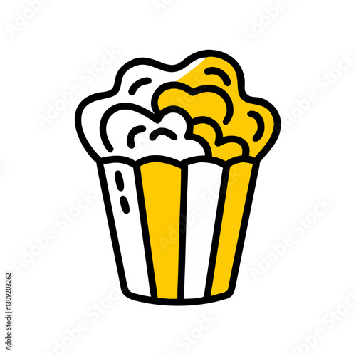 Colorful Popcorn Bucket Vector Illustration for Snack and Cinema Themes