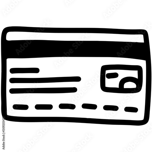 Vector Illustration Hand Drawn Credit Card Design for Financial Graphics and Creative Projects