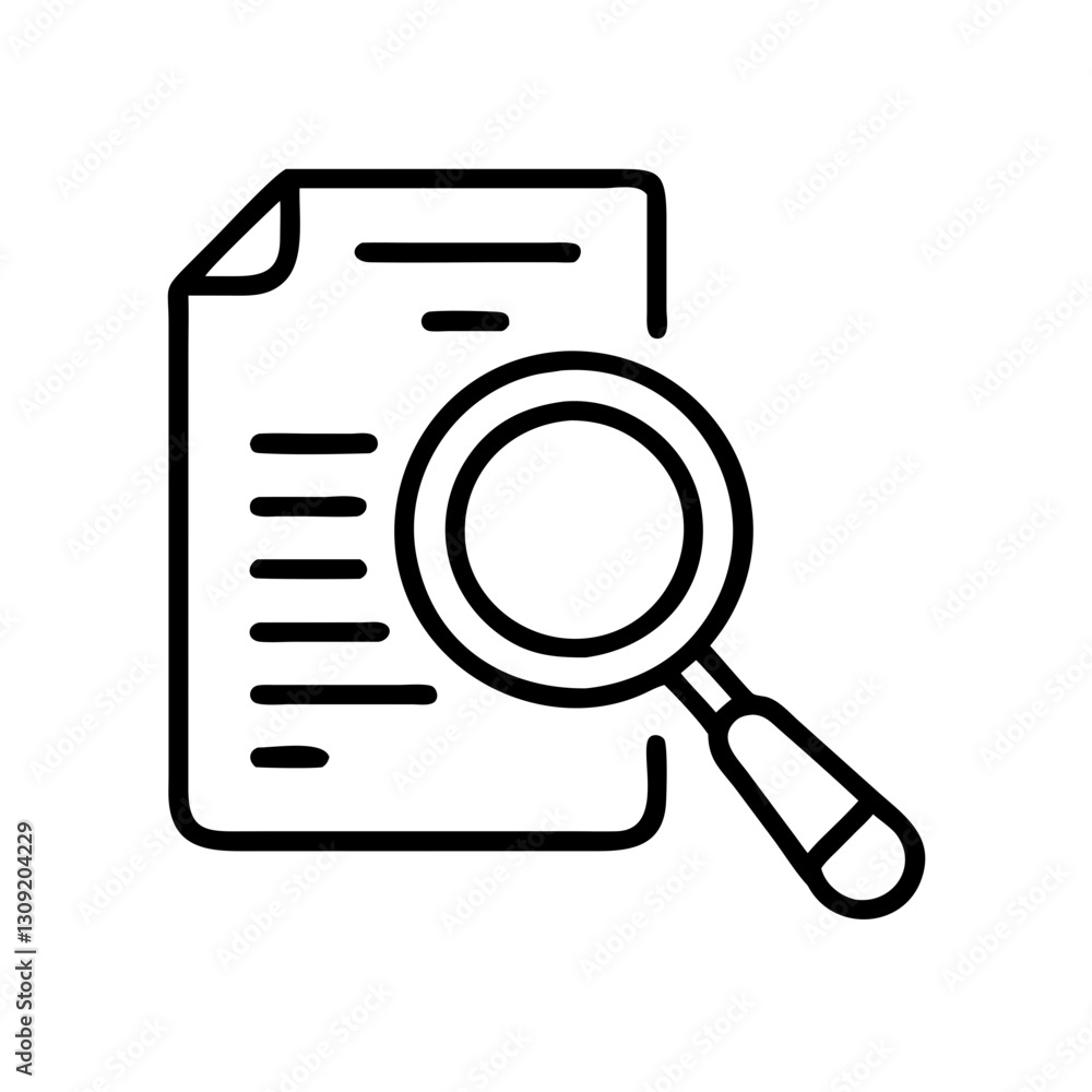 Magnifying Glass Document Search Vector for Analysis and Research Magnifying Glass Document Search Vector for Analysis and Research