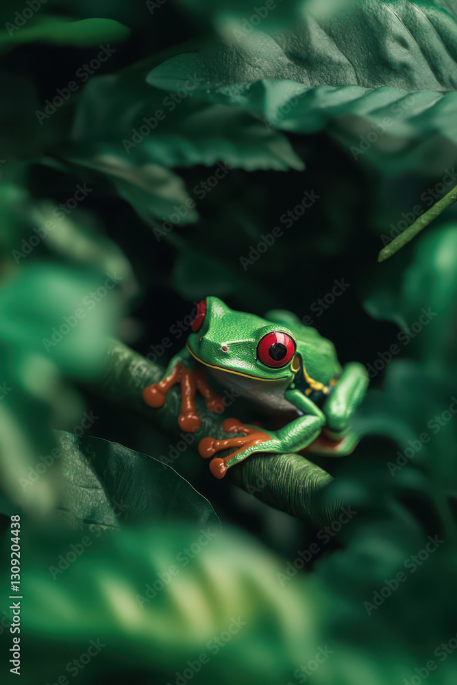 Captivating Green Frog Among Lush Foliage – A Glimpse Into the Vibrant World of Wildlife and Nature Captivating Green Frog Among Lush Foliage – A Glimpse Into the Vibrant World of Wildlife and Nature