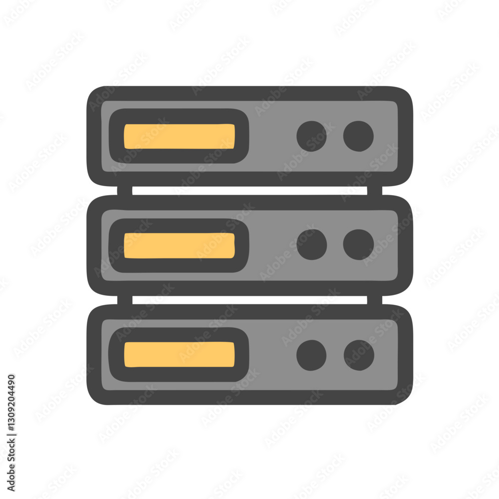 Stack of Servers Vector Illustration for Digital Technology and Data Management Stack of Servers Vector Illustration for Digital Technology and Data Management