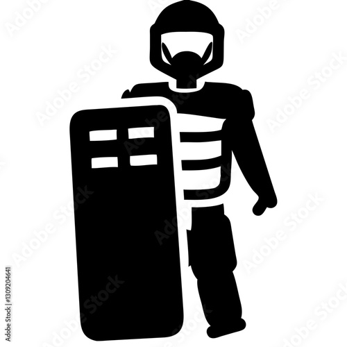 Riot Police Officer with Shield Vector Illustration for Security Design