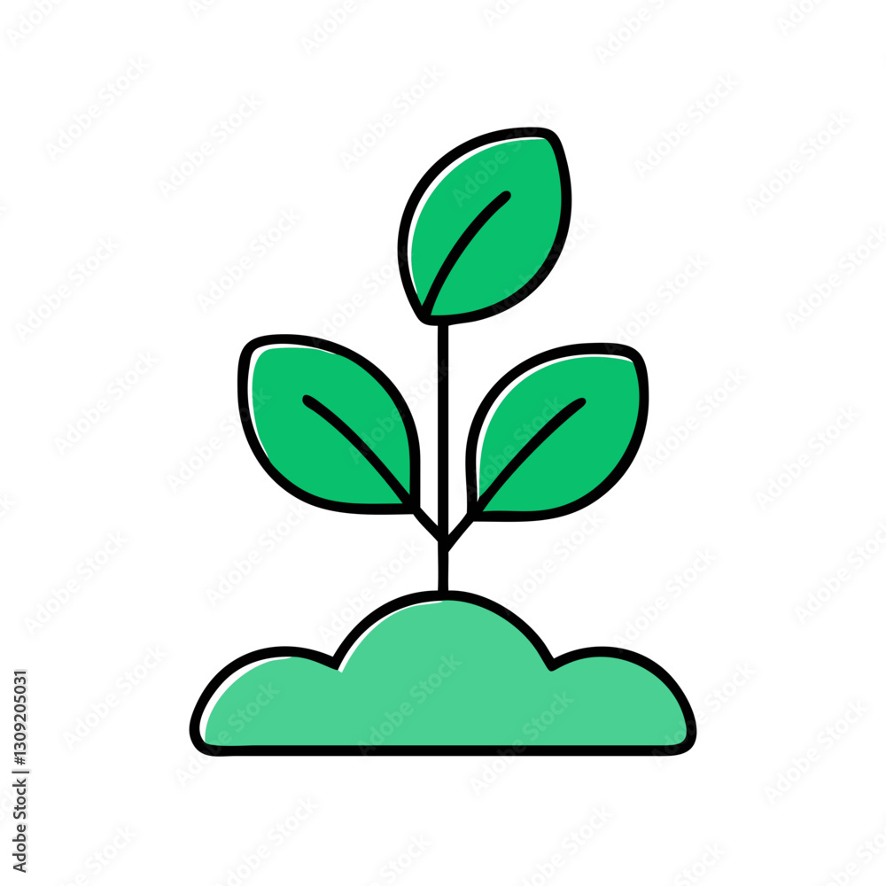 Vector Illustration Green Plant Growing Sprout Leaves Eco Symbol Nature Concept Vector Illustration Green Plant Growing Sprout Leaves Eco Symbol Nature Concept