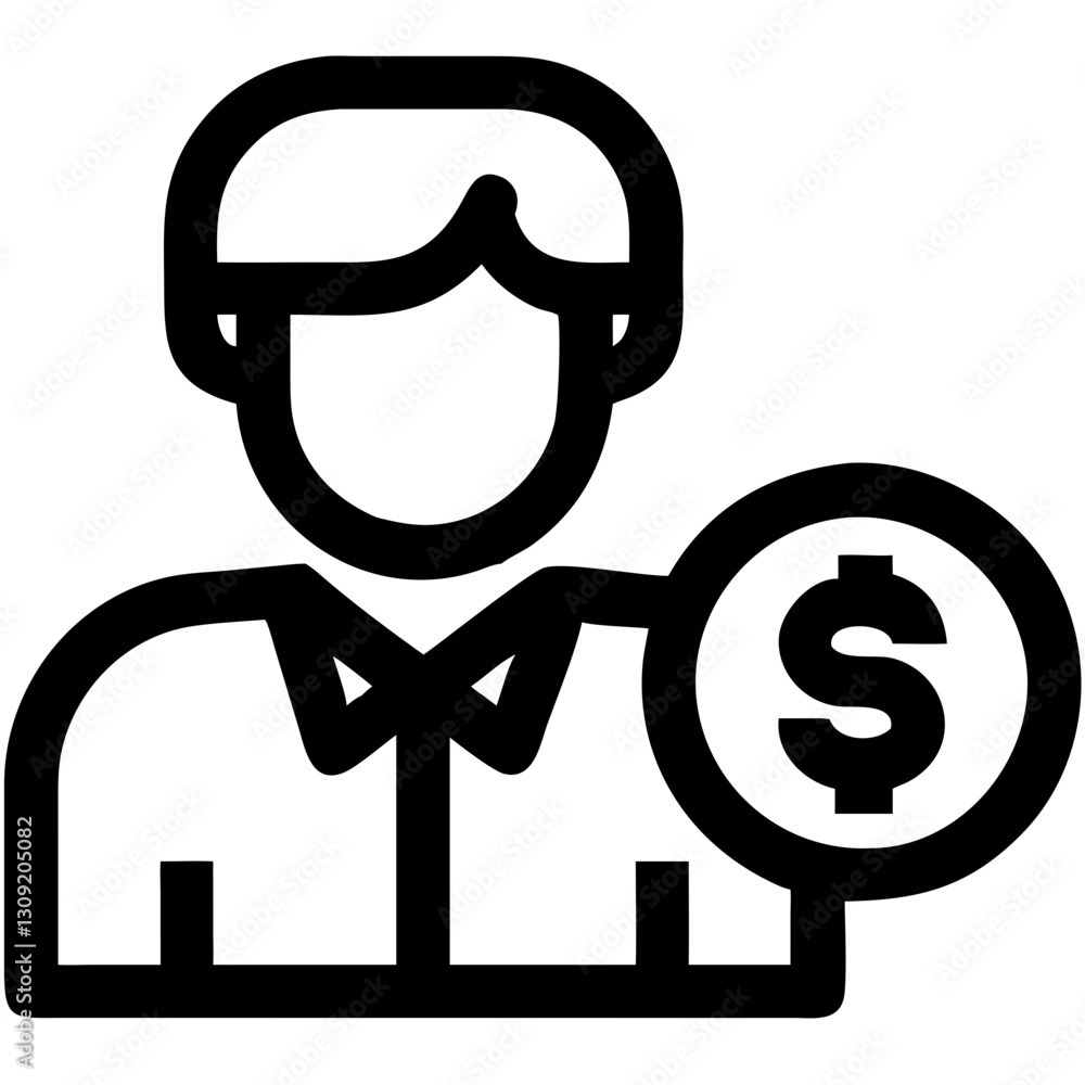 Businessman with Dollar Sign Vector Illustrating Finance and Success Concepts Businessman with Dollar Sign Vector Illustrating Finance and Success Concepts