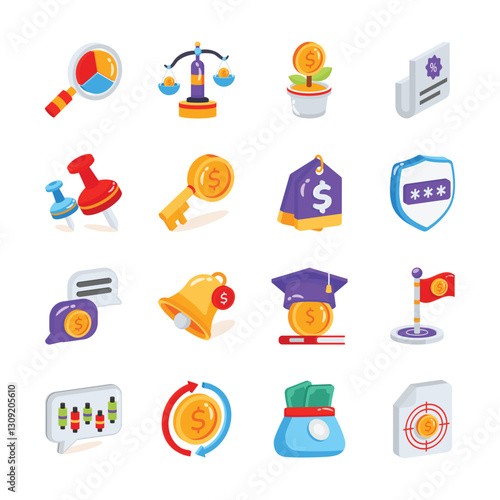 Grab this amazing collection of finance planning 3d icons