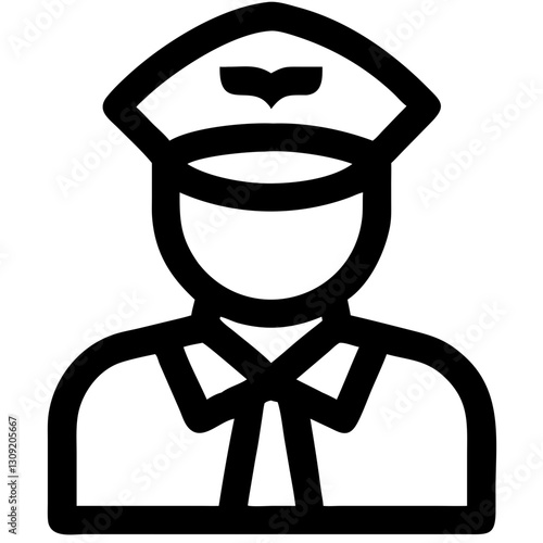 Police Officer Vector Simple Outline Design for Apps and Websites