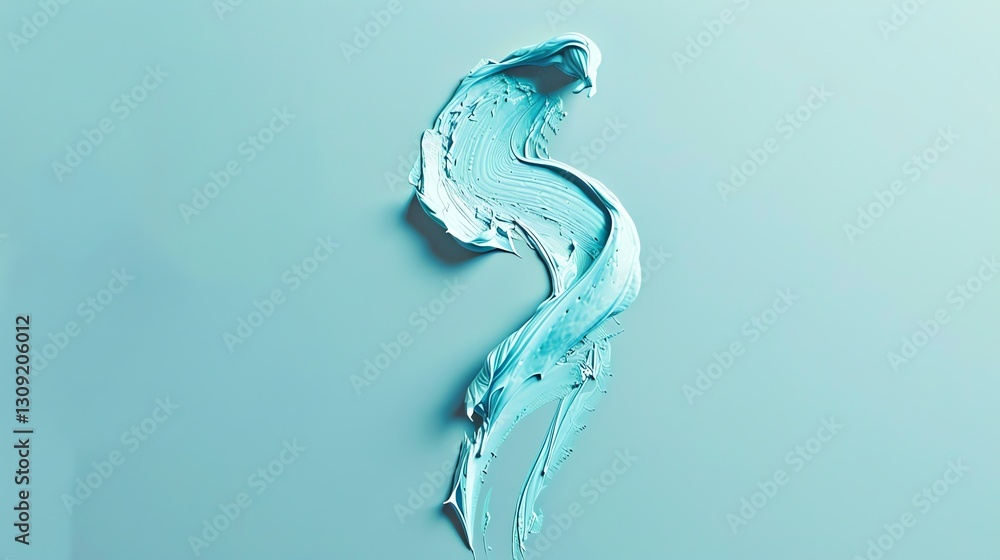 A swirl of blue paint on a light blue background.