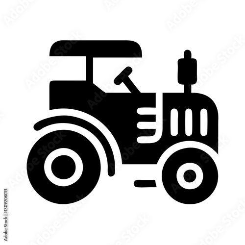 Black Tractor Silhouette Vector Illustration for Agricultural Design ands