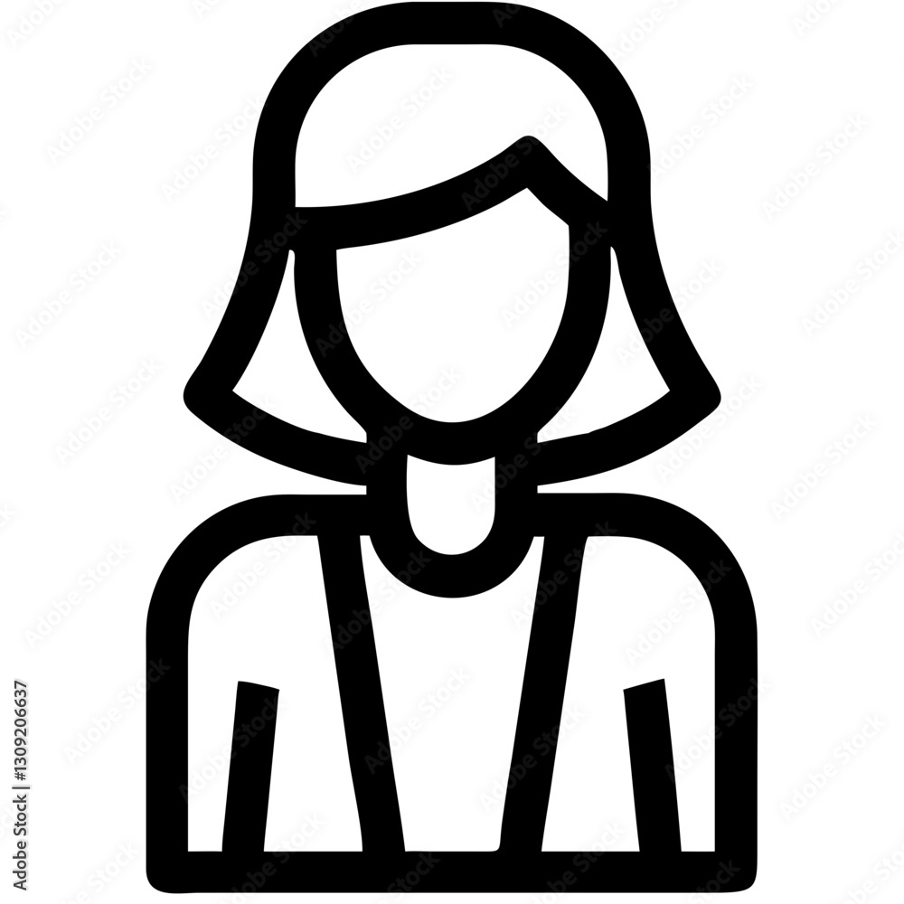 Female Avatar Minimalist Outline Design for Graphic Use and Branding Female Avatar Minimalist Outline Design for Graphic Use and Branding