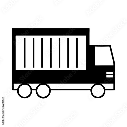 Simple Black Vector Truck Silhouette for Logistics and Transportation Design