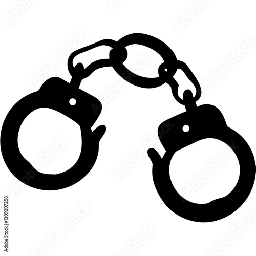 Black Handcuff Vector Illustration for Security and Law Enforcement Designs