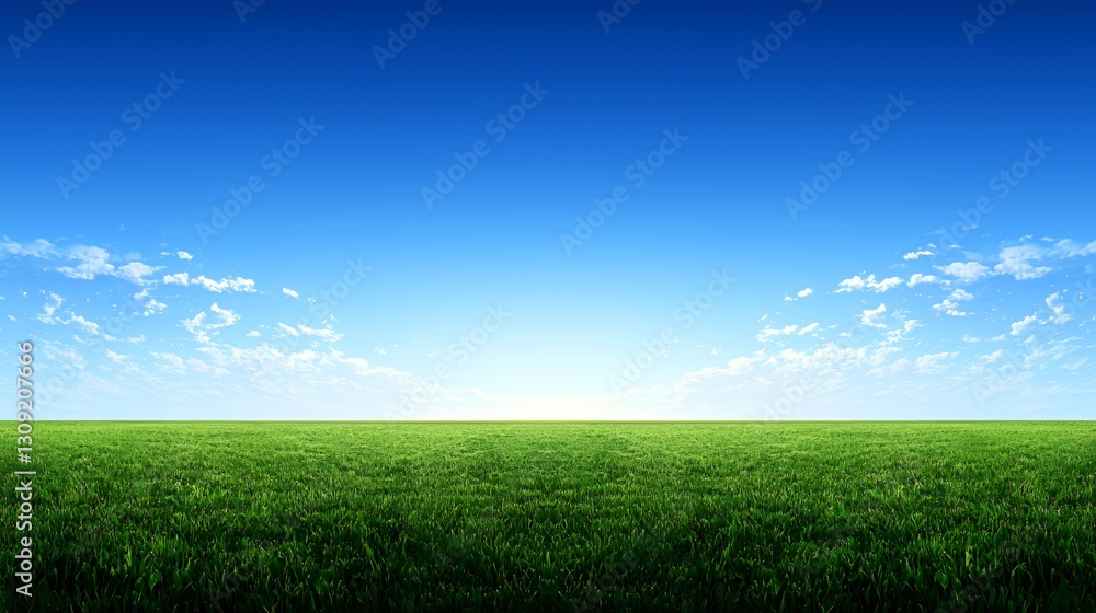 Obraz premium Vast Green Field Under a Bright Blue Sky