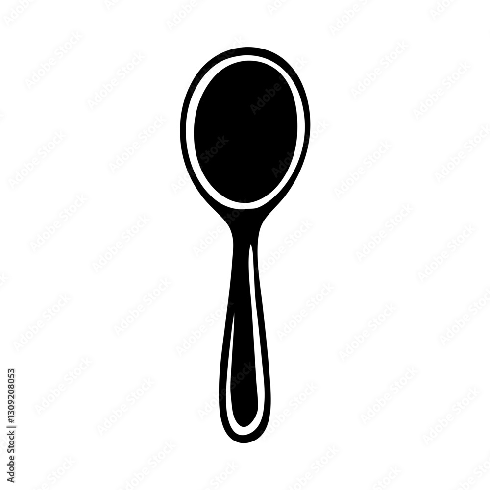 Black Retro Hand Mirror Silhouette Vector Art for Design and Decoration Black Retro Hand Mirror Silhouette Vector Art for Design and Decoration
