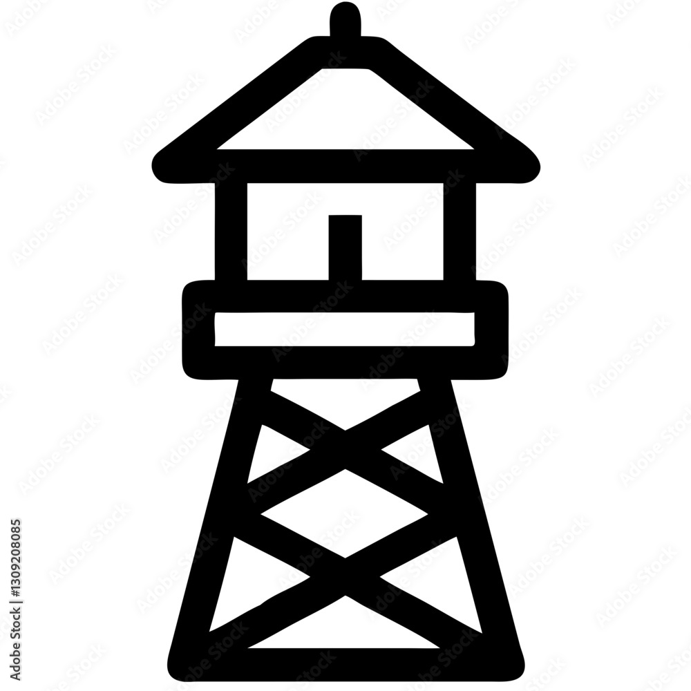 Minimalist Black Water Tower Outline Vector Illustration for Design Projects Minimalist Black Water Tower Outline Vector Illustration for Design Projects
