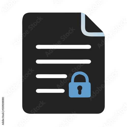 Secure Document with Lock Privacy Vector for Data Protection and Cybersecurity Graphics