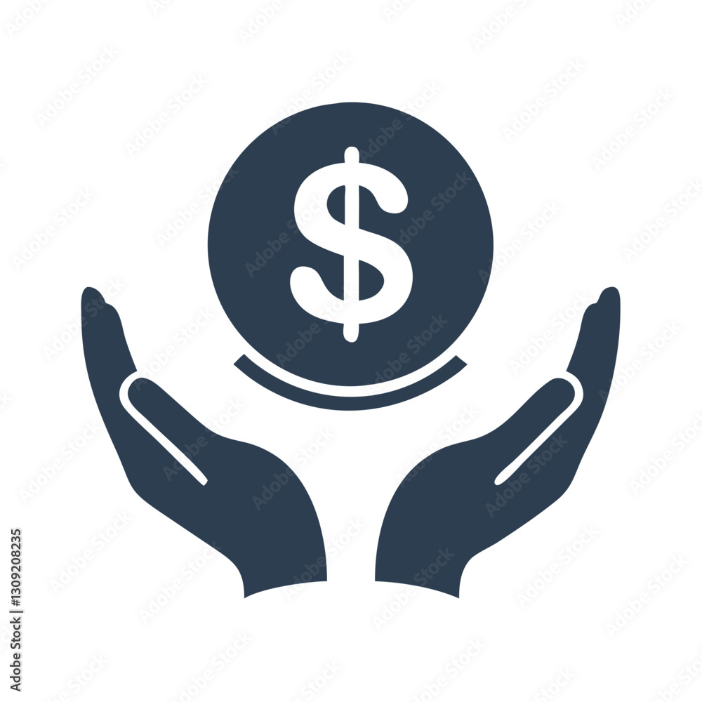 Financial Care Hands Offering Protection for Dollar Symbol Vector Financial Care Hands Offering Protection for Dollar Symbol Vector